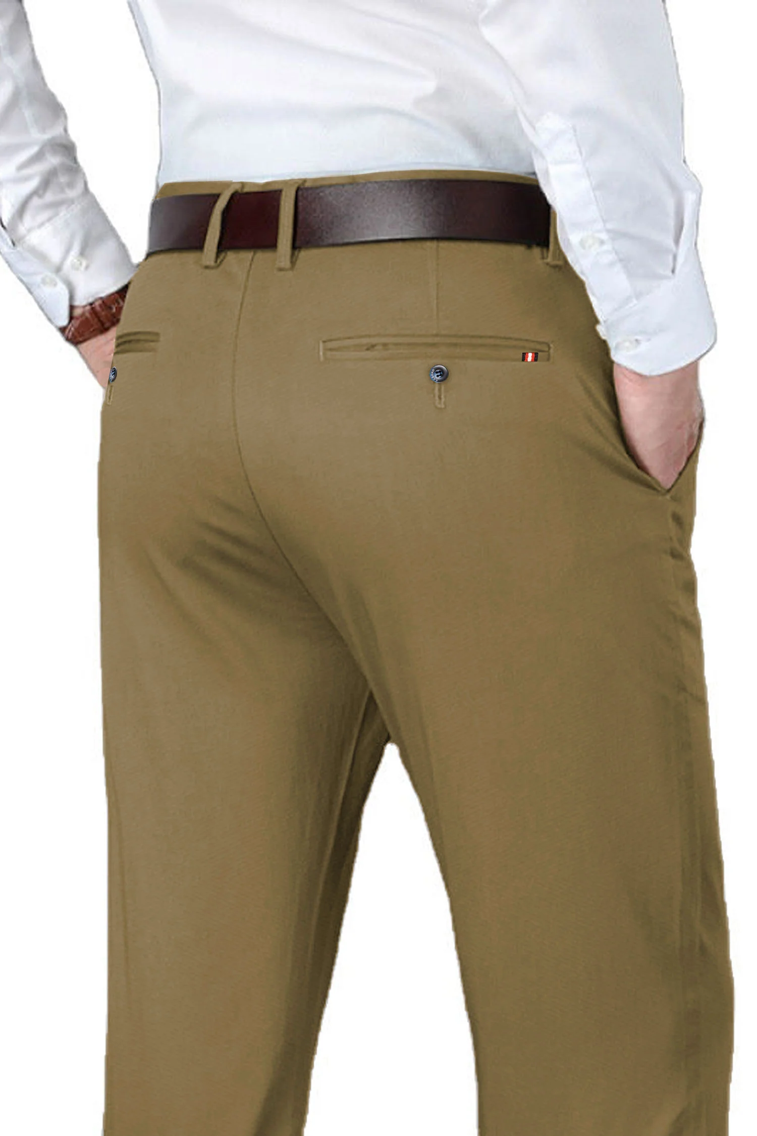 Turbo Urban Executive Slim Fit Cotton Pant In Light Camel - Image 3