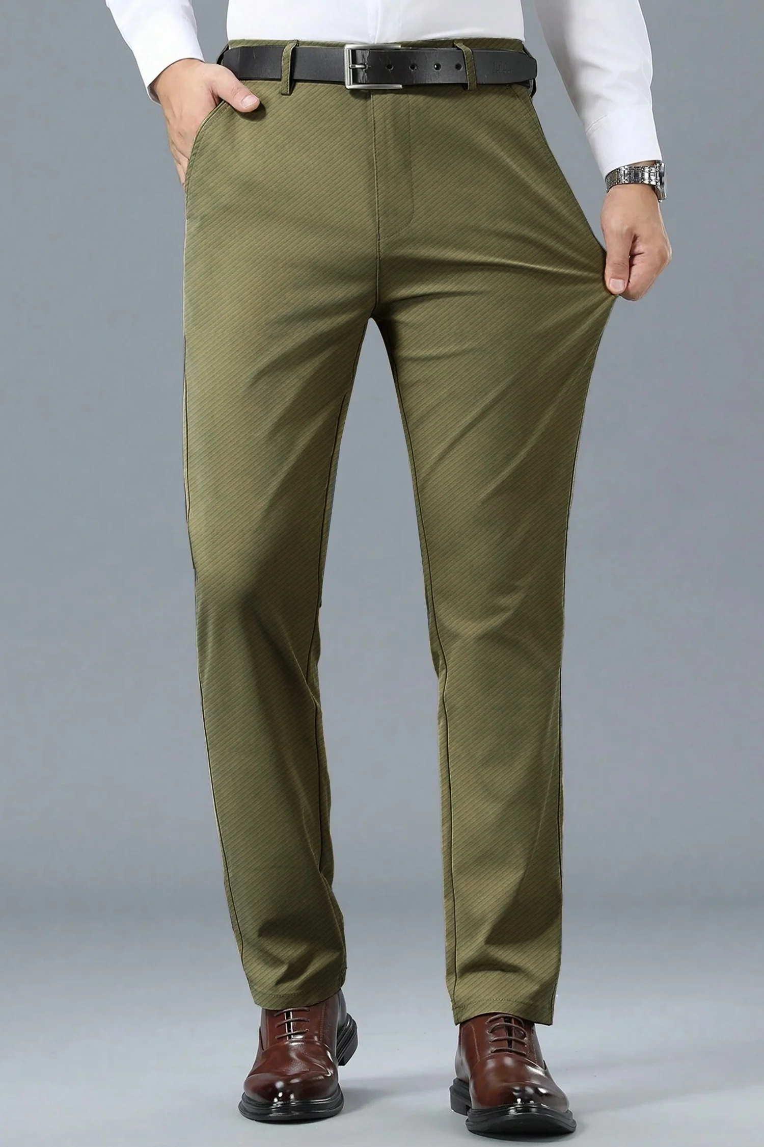 Turbo Urban Executive Slim Fit Cotton Pant In Sage - Image 2