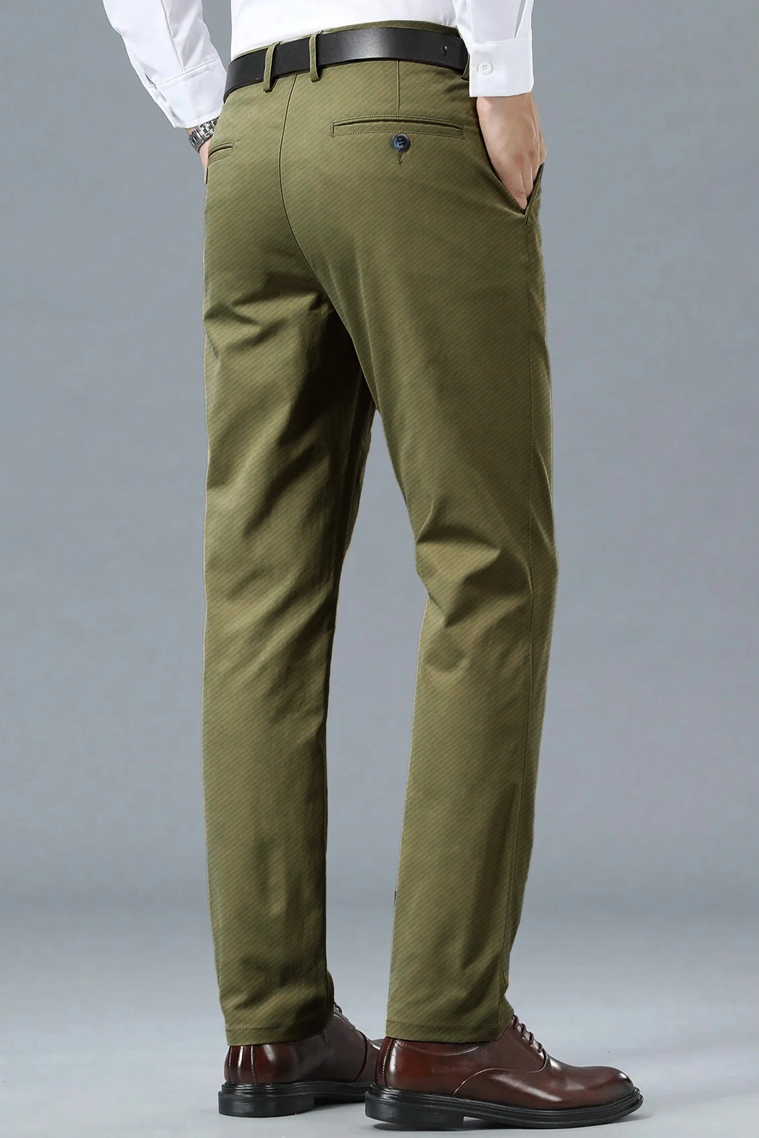 Turbo Urban Executive Slim Fit Cotton Pant In Sage - Image 3