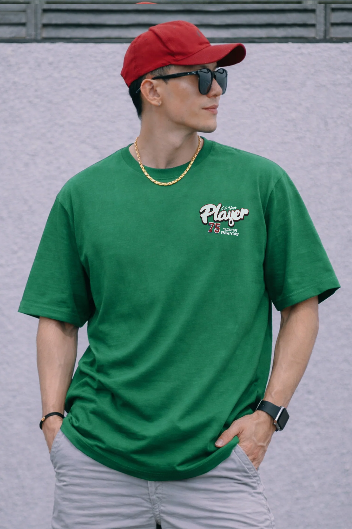 Turbo Varsity Player 75 Men's Graphic Tee In Green - Image 2