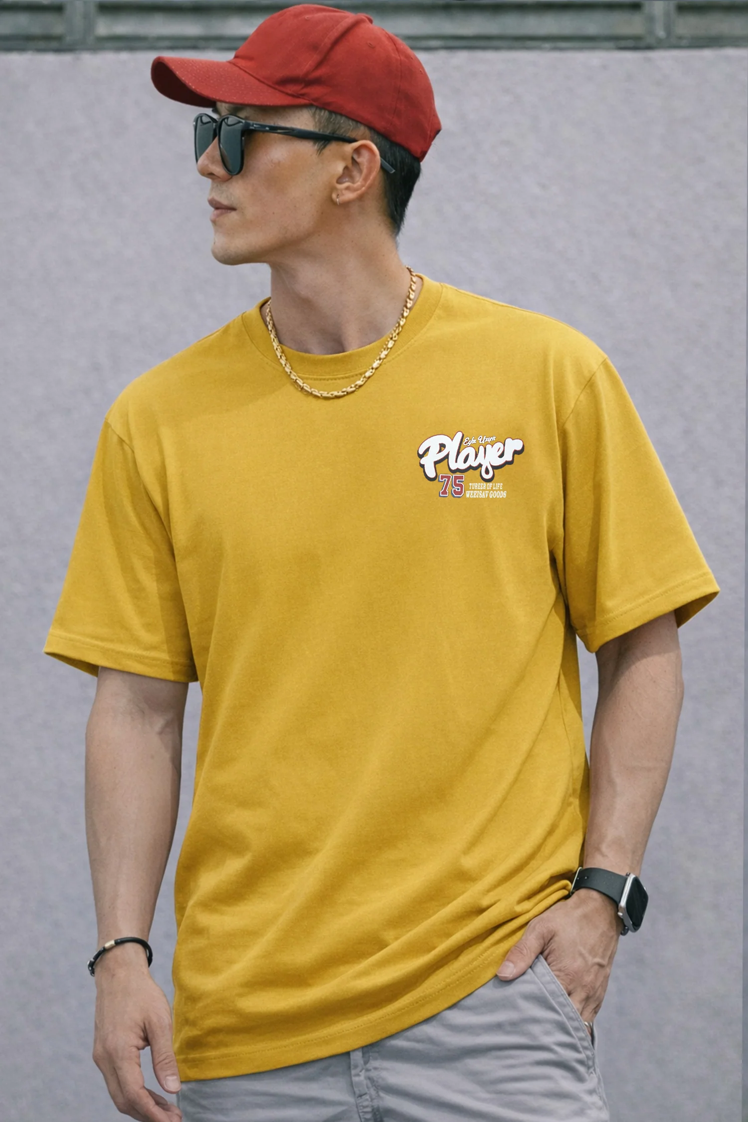 Turbo Varsity Player 75 Men's Graphic Tee In Yellow - Image 2