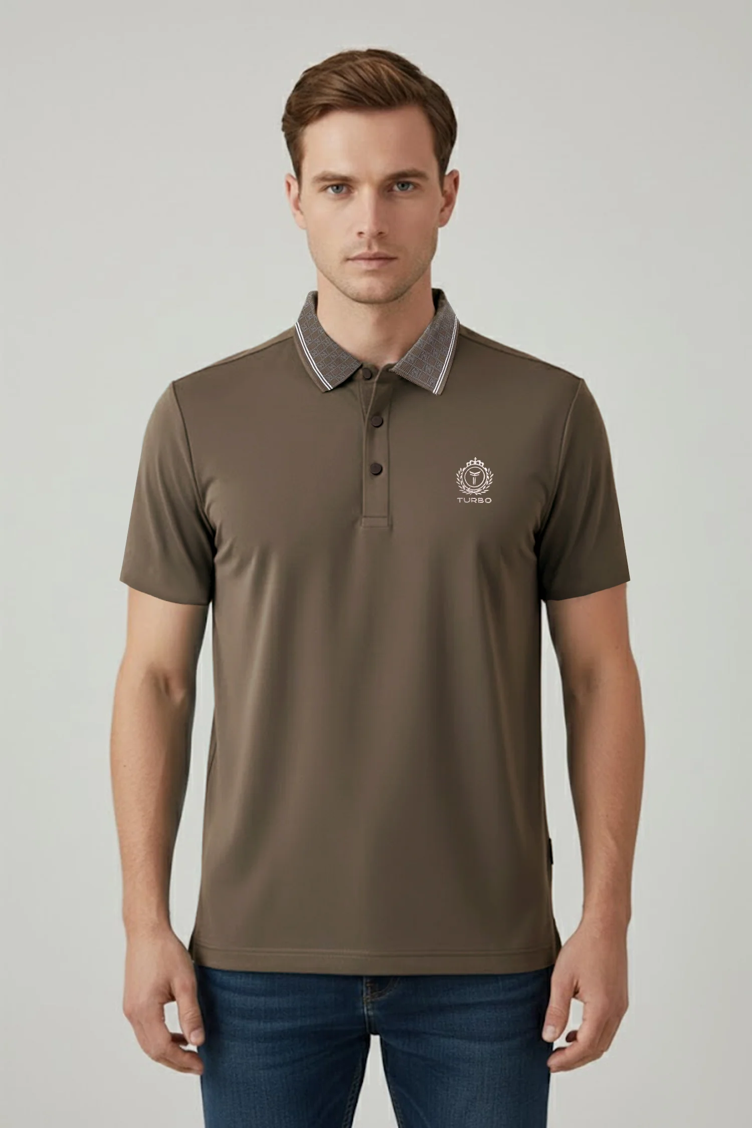 Turbo Vintage Butterfly Crisp Stitchless Men's Polo Shirt In Brown