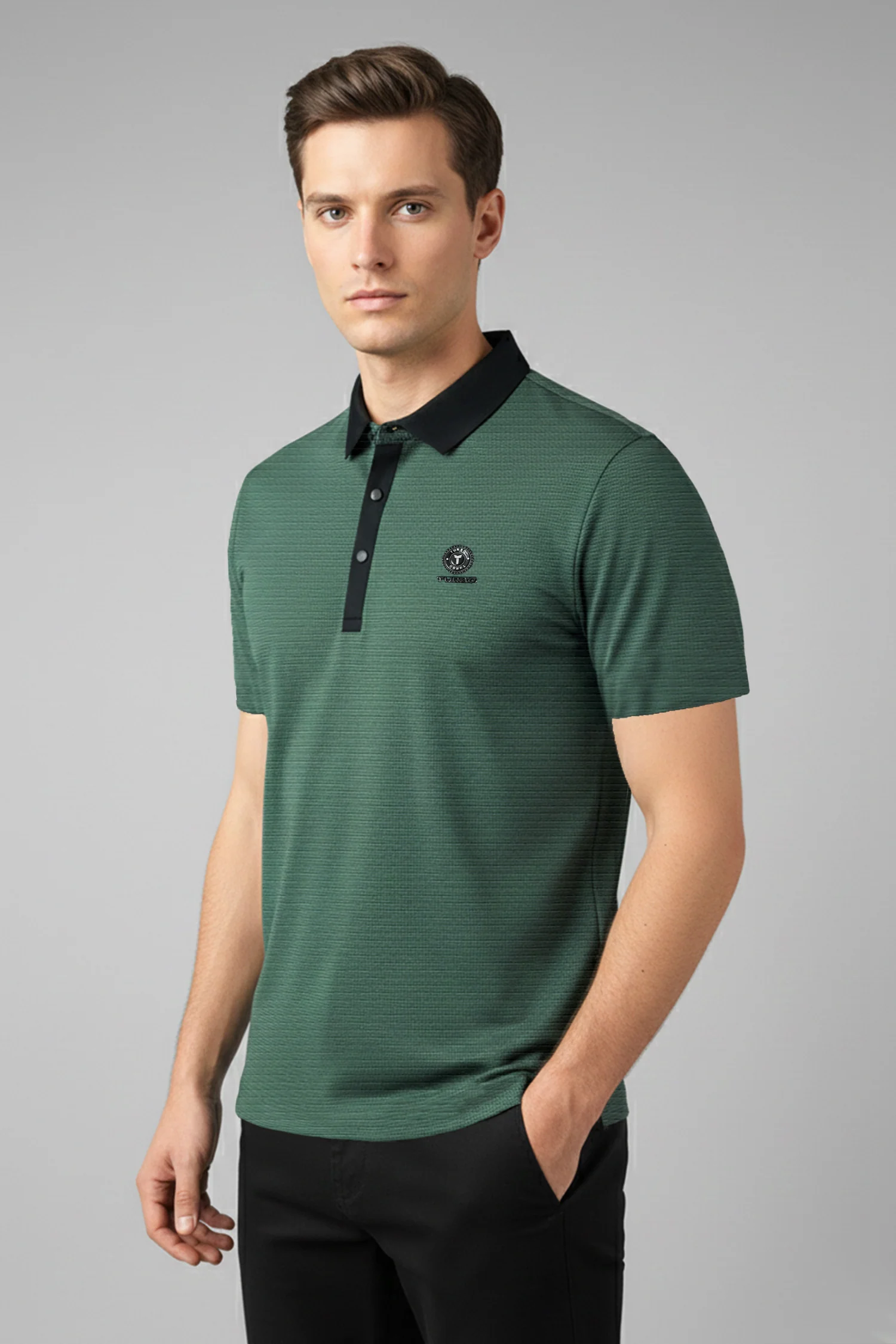 Turbo Vintage Crisp Textured Men's Polo Shirt In Green