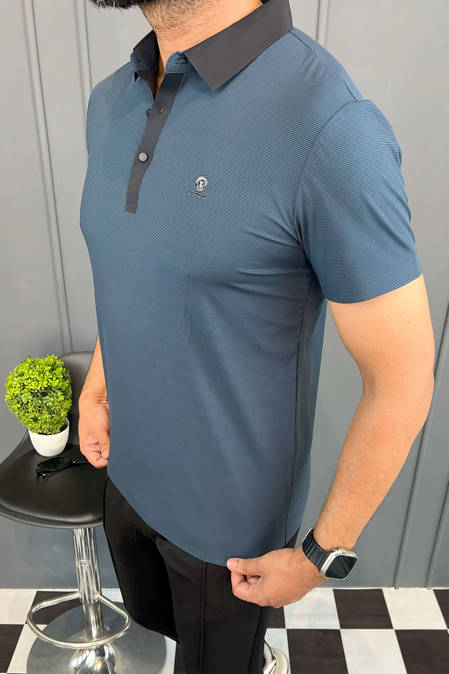 Turbo Vintage Crisp Textured Men's Polo Shirt - Image 8