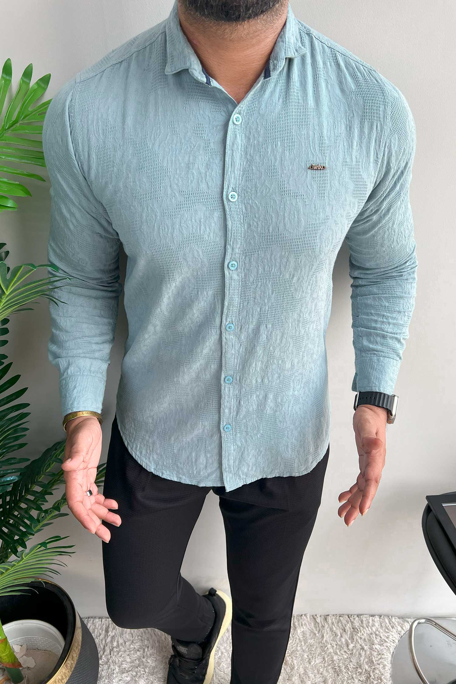 Turbo Vintage Patterend Long Sleeve Cotton Casual Shirt - Image 4