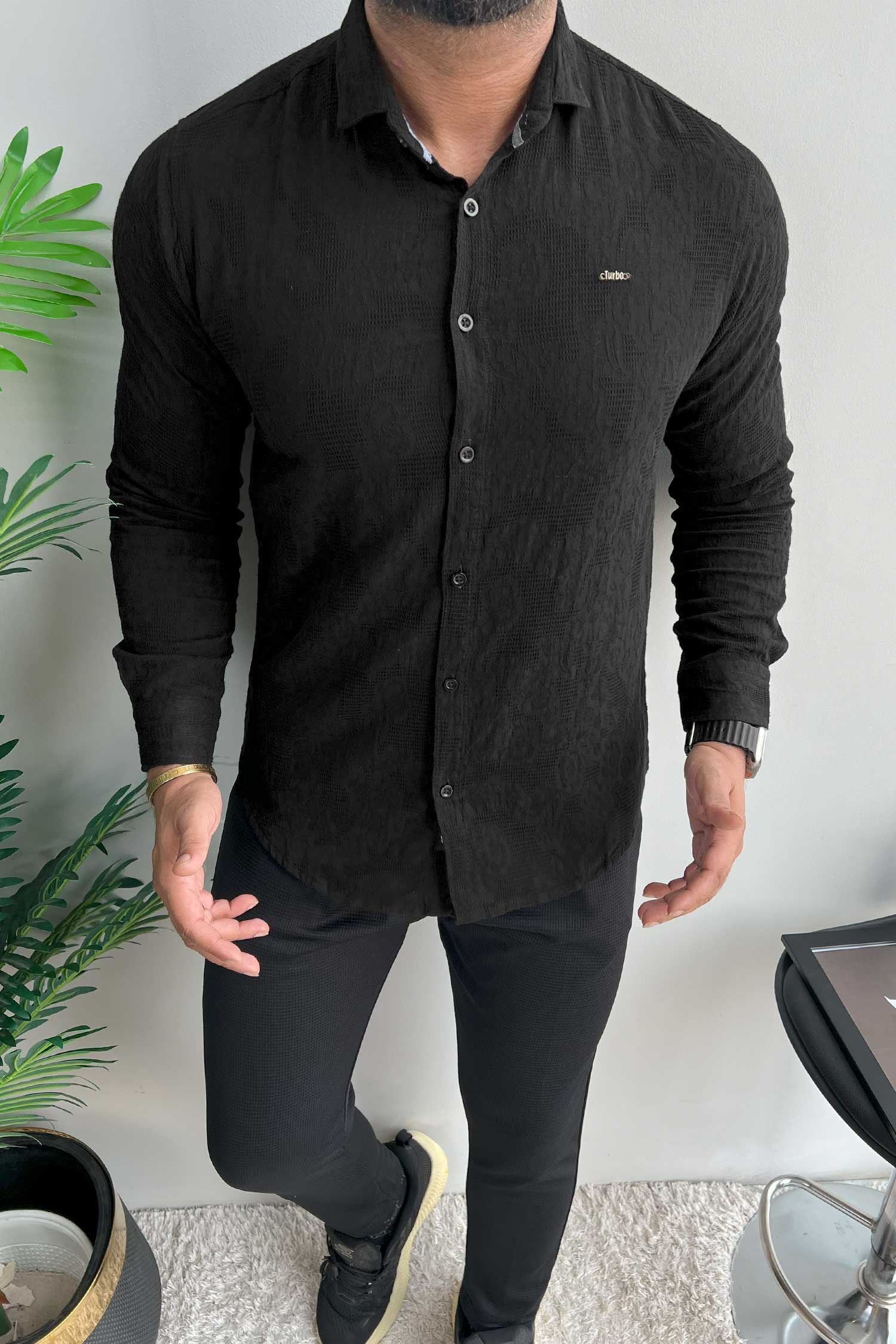 Turbo Vintage Patterend Long Sleeve Cotton Casual Shirt - Image 7