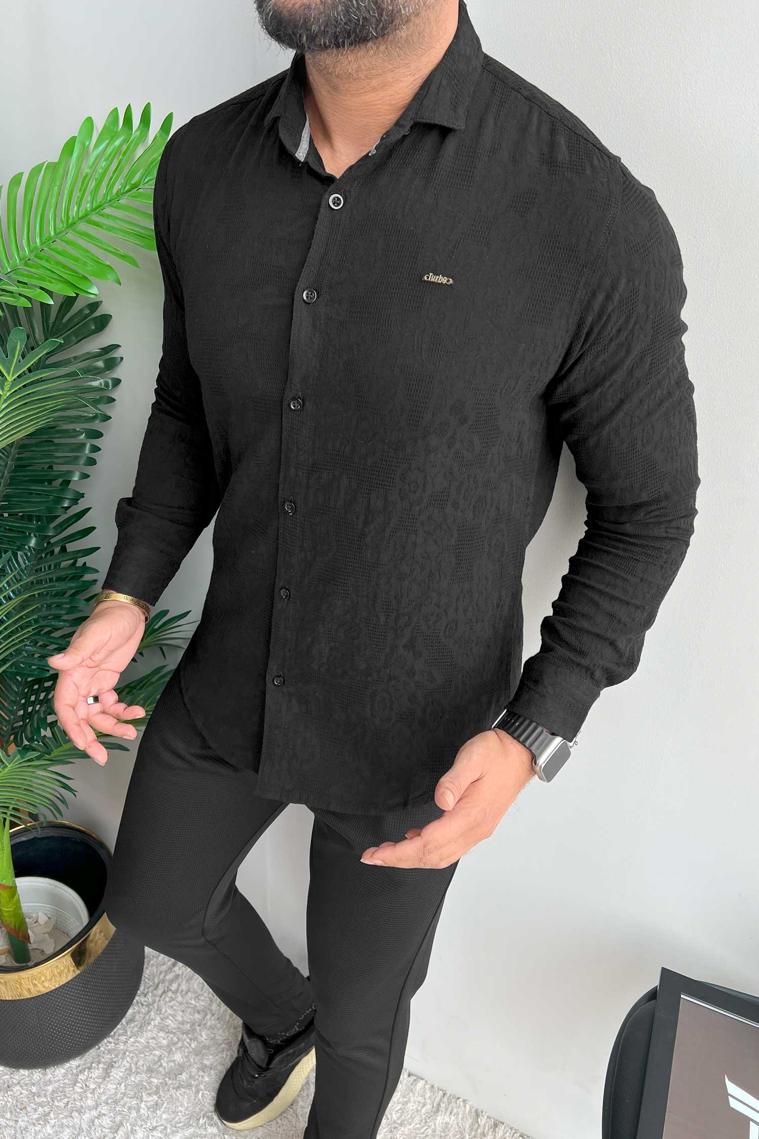 Turbo Vintage Patterend Long Sleeve Cotton Casual Shirt - Image 8