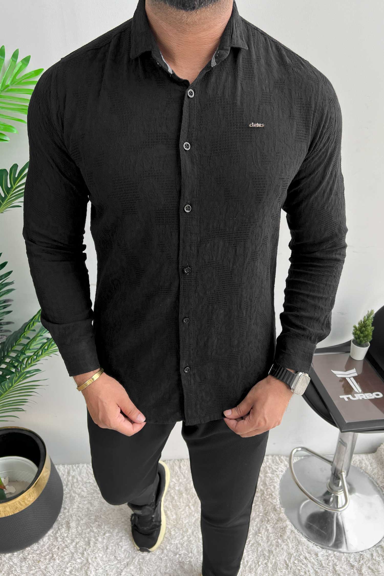 Turbo Vintage Patterend Long Sleeve Cotton Casual Shirt - Image 9