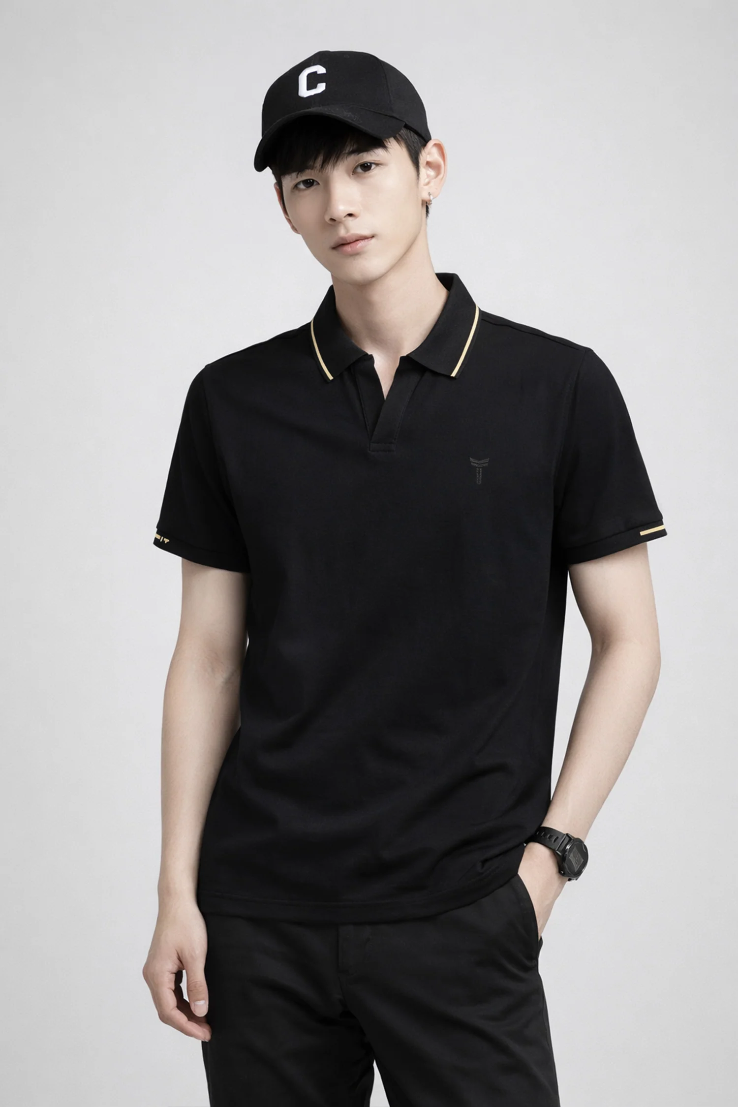 Turbo Waffle Knit Texture Men's Polo T-Shirt* - Image 5