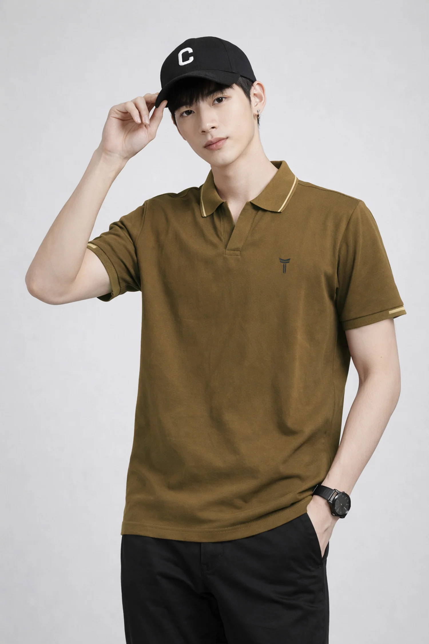 Turbo Waffle Knit Texture Men's Polo T-Shirt* - Image 9