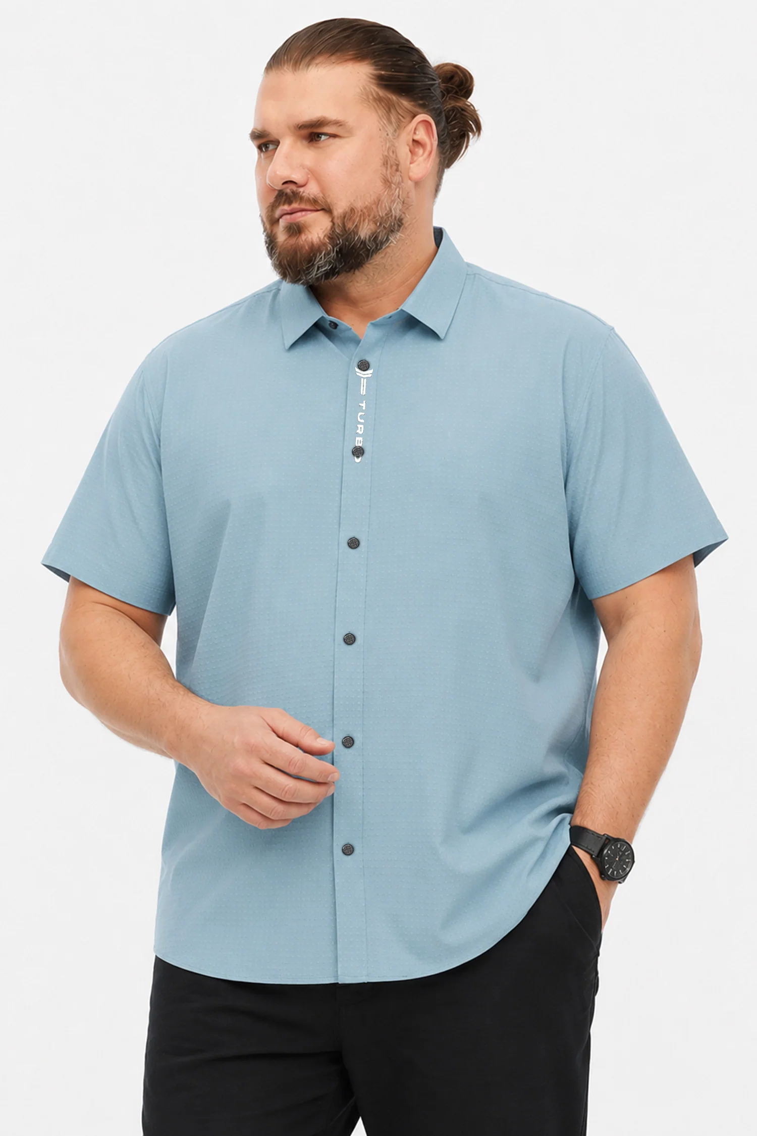 Turbo Waffle Motif Elegant Big & Tall Men's Casual Shirt - Image 10