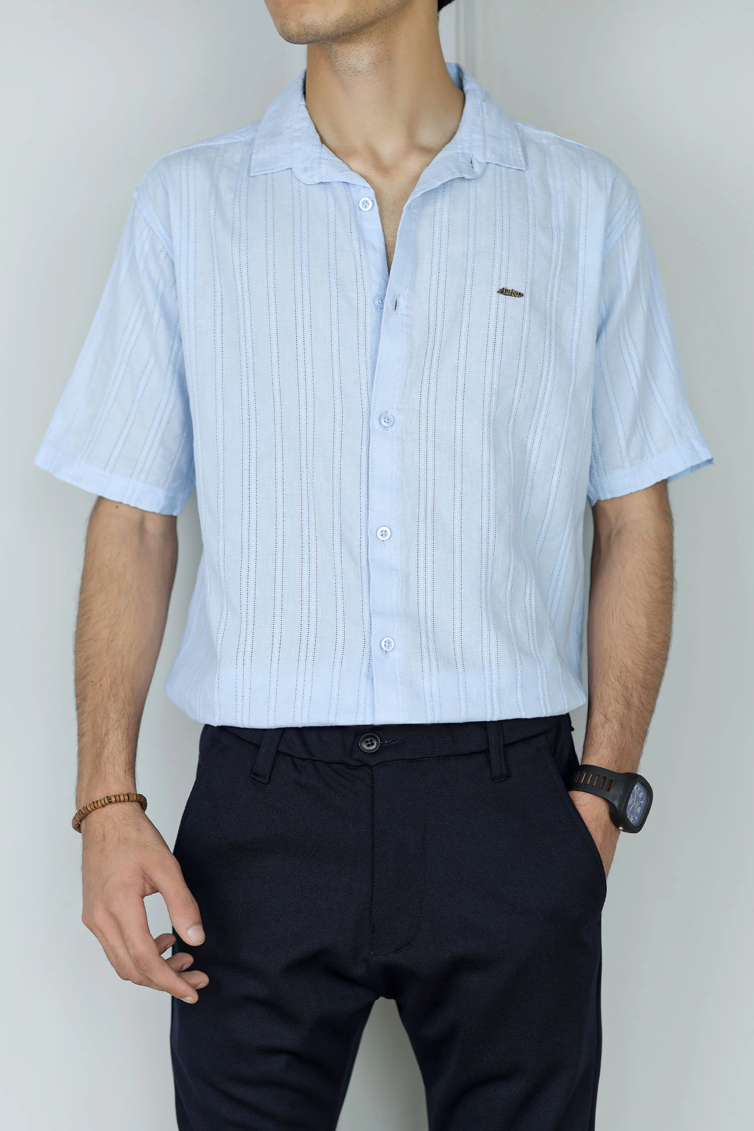 Turbo Wave Texture Crochet Casual Shirt - Image 10