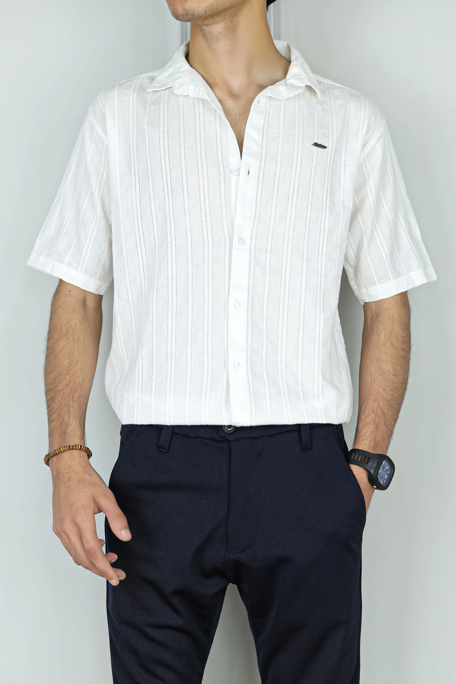 Turbo Wave Texture Crochet Casual Shirt - Image 6