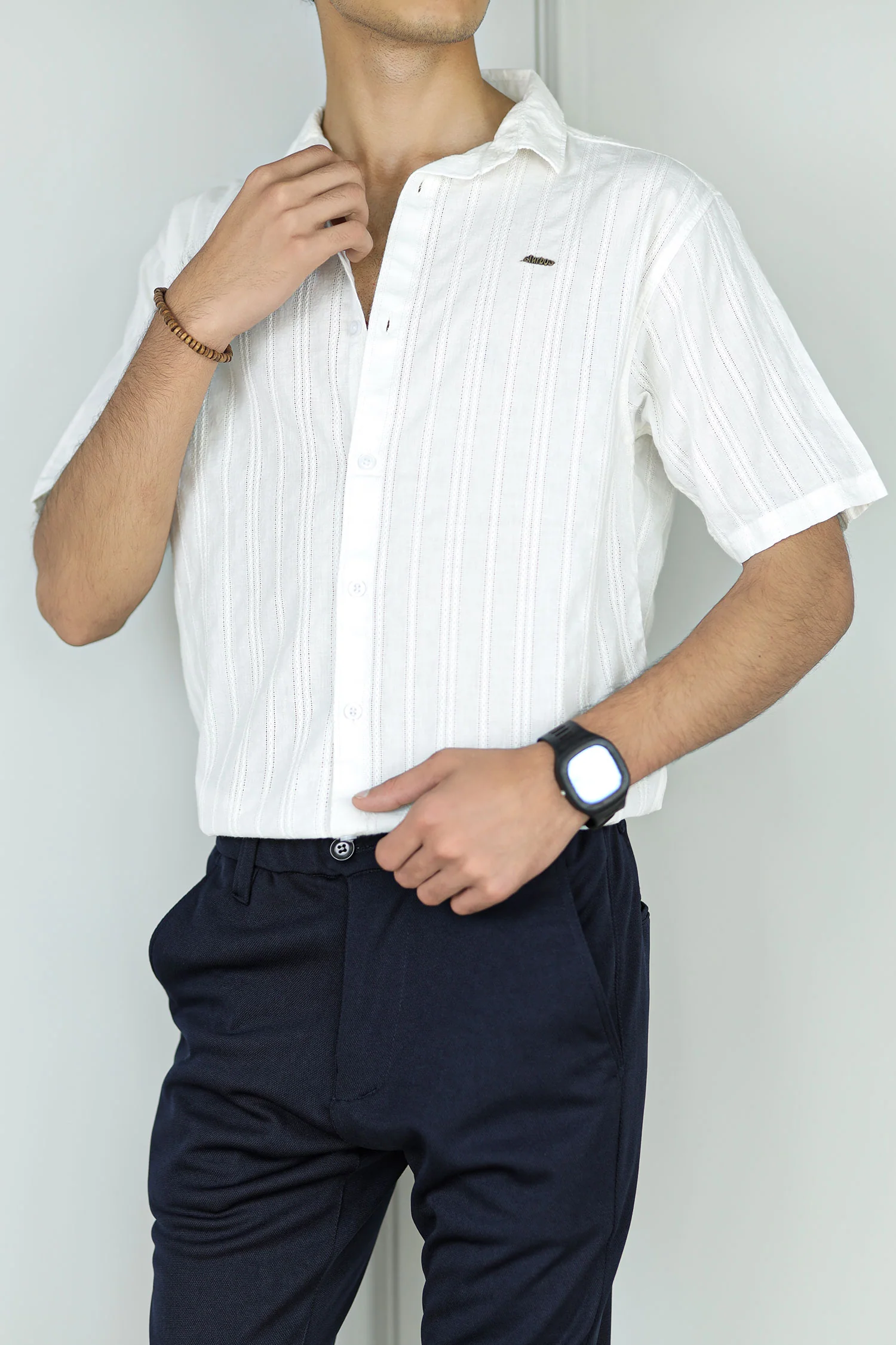 Turbo Wave Texture Crochet Casual Shirt - Image 7