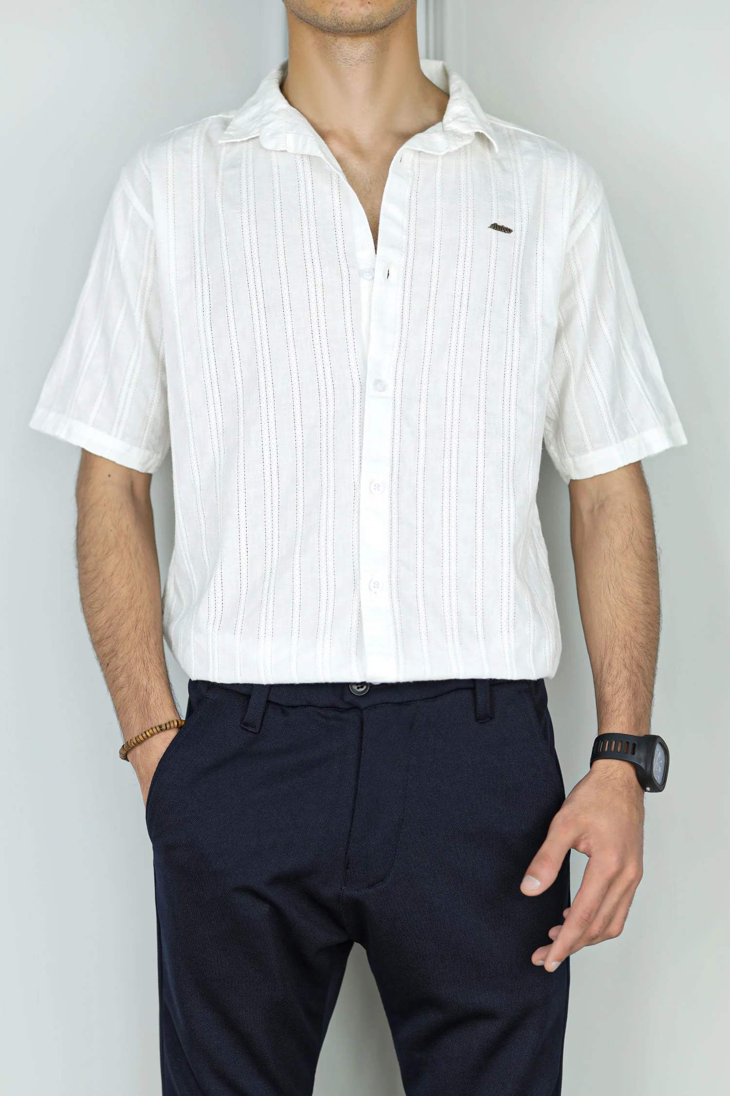 Turbo Wave Texture Crochet Casual Shirt - Image 8