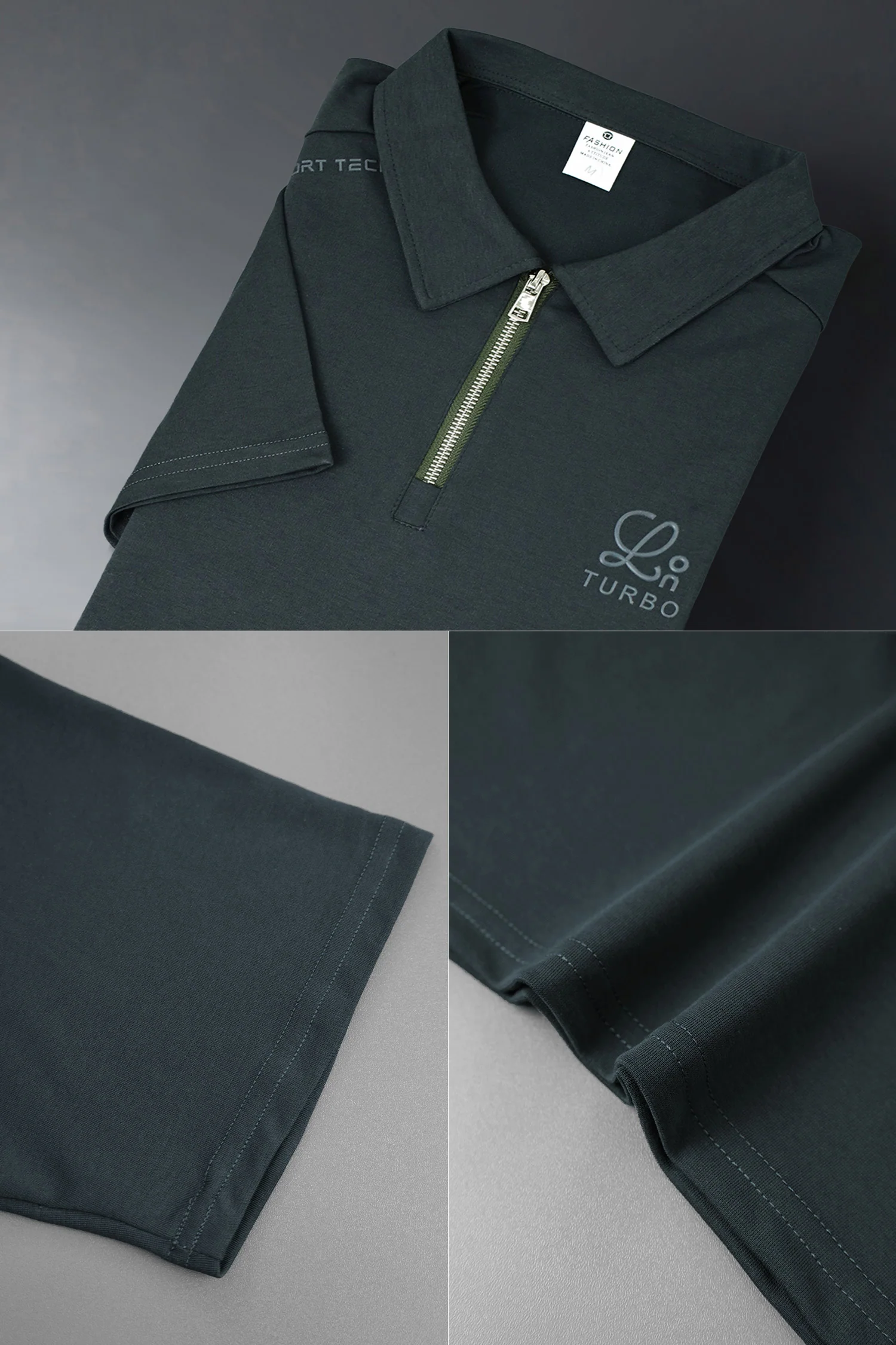 Turbo Zip Collar Style Men's Polo Shirt - Image 3