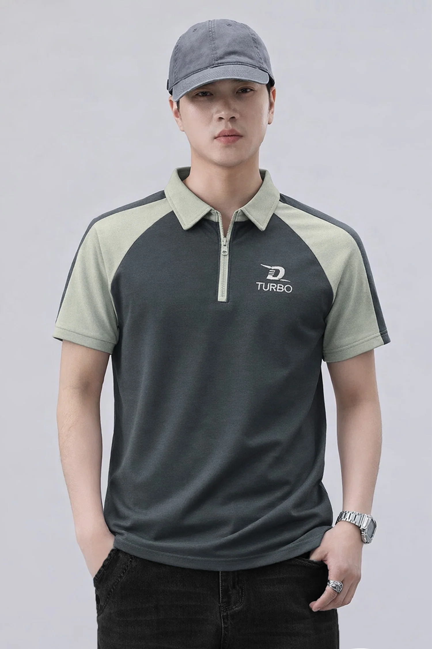 Turbo Modern Placket Men's Polo Shirt - Image 5