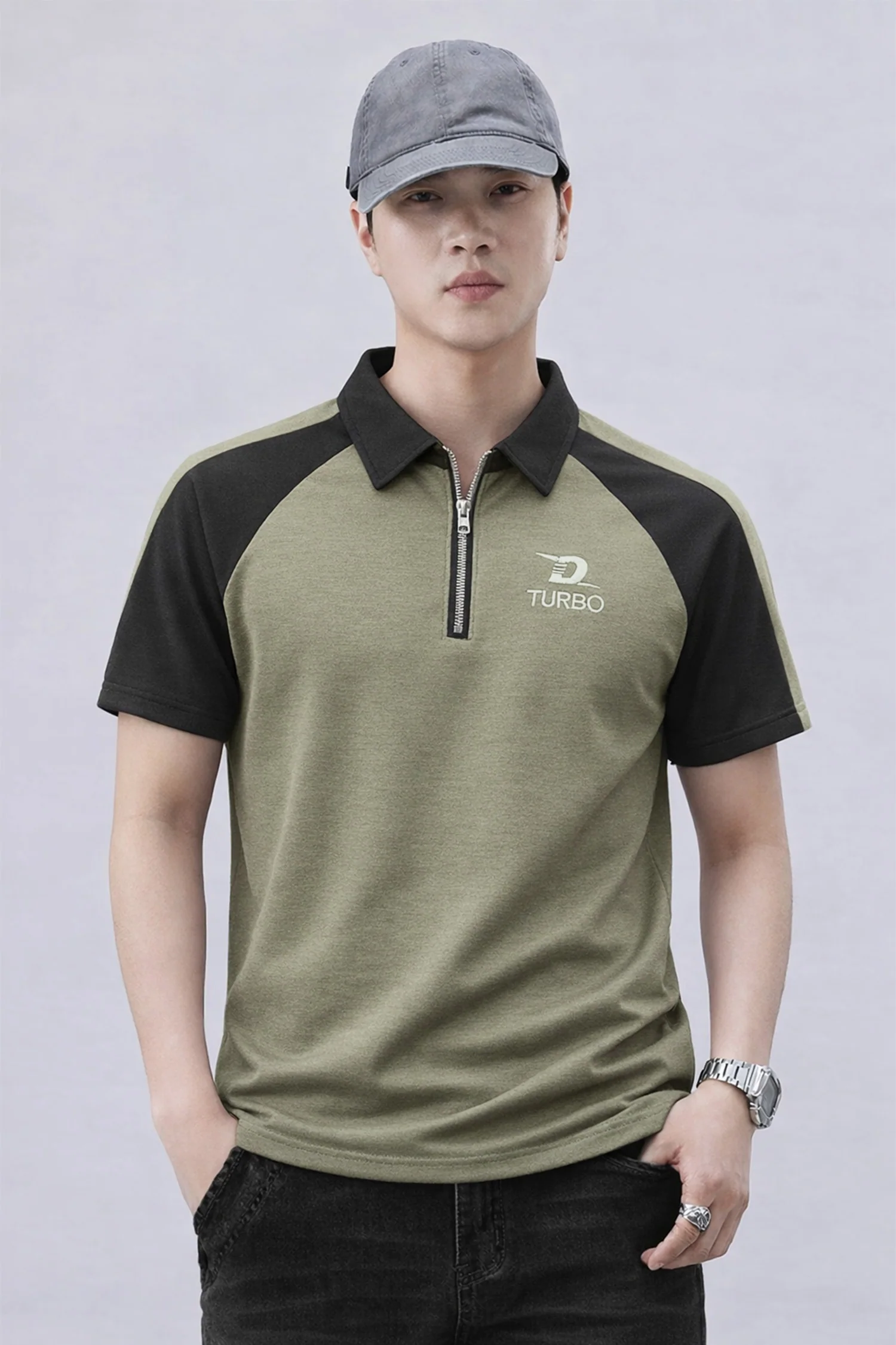 Turbo Modern Placket Men's Polo Shirt - Image 9