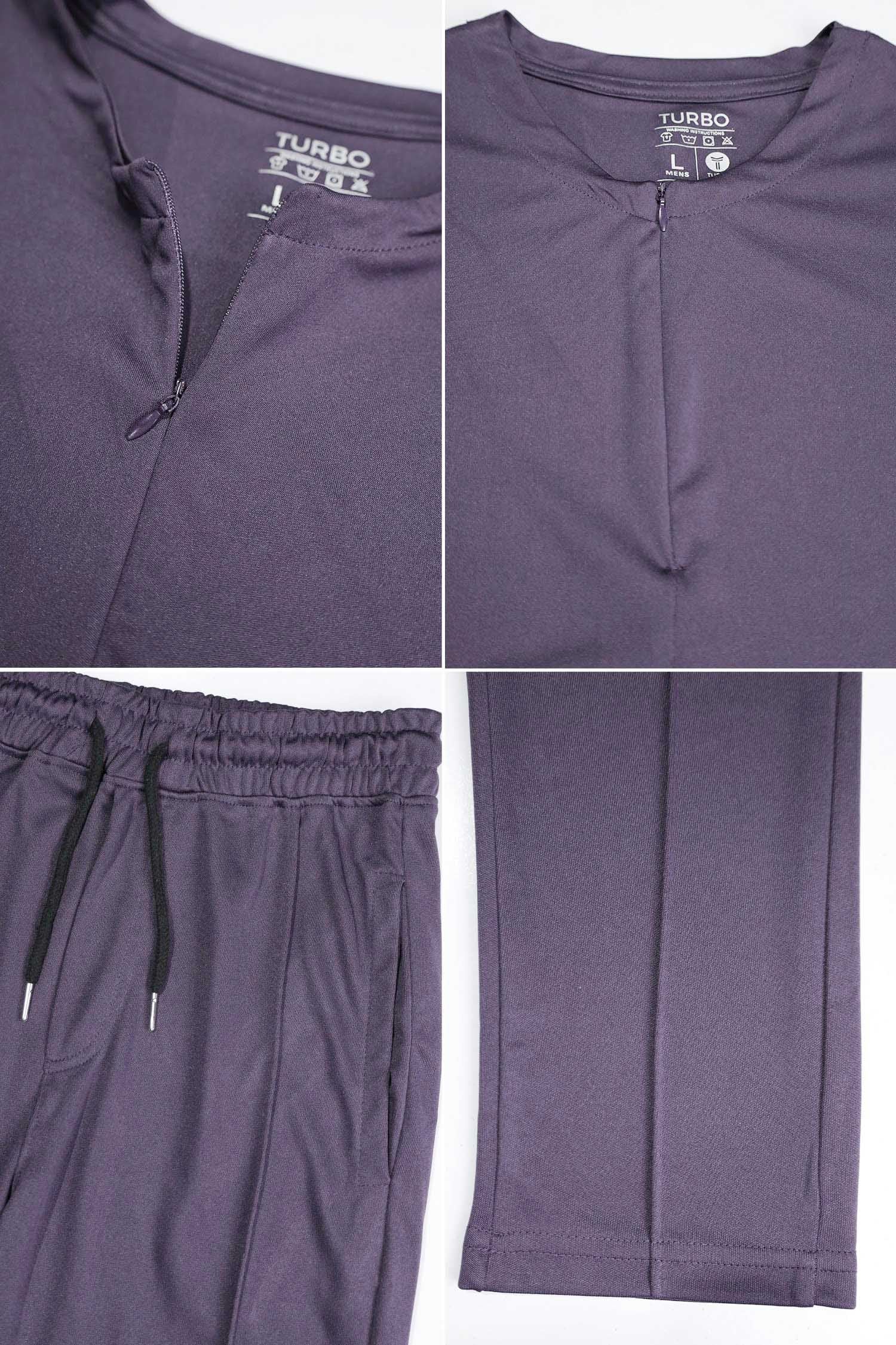 Turbo Zip-Neck Top Style Men's Tracksuit In Pruple - Image 3