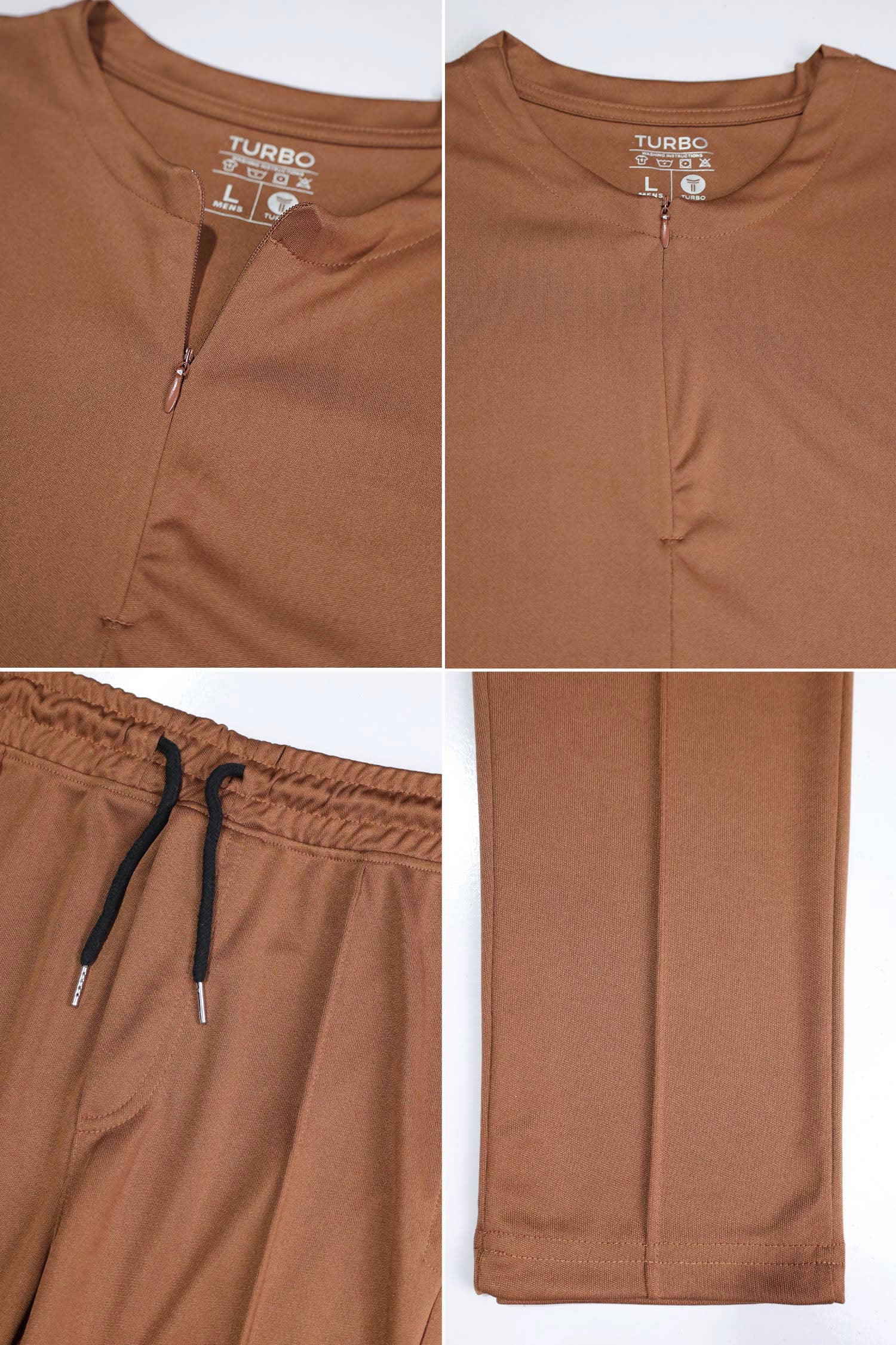Turbo Zip-Neck Top Style Men's Tracksuit In Rust - Image 3