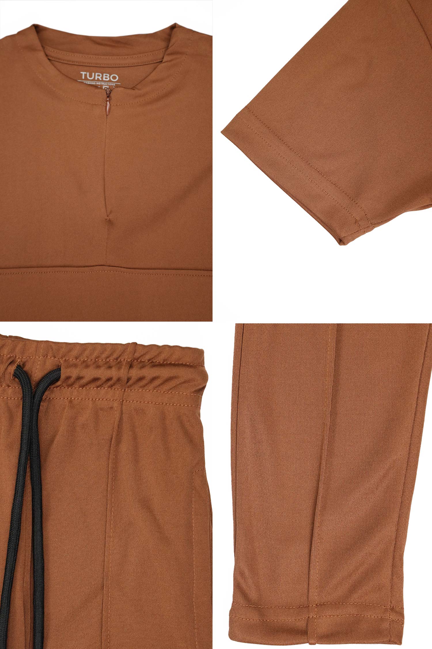 Turbo Zip-Neck Top Style Younger Kids Co-Ord Set In Rust - Image 3