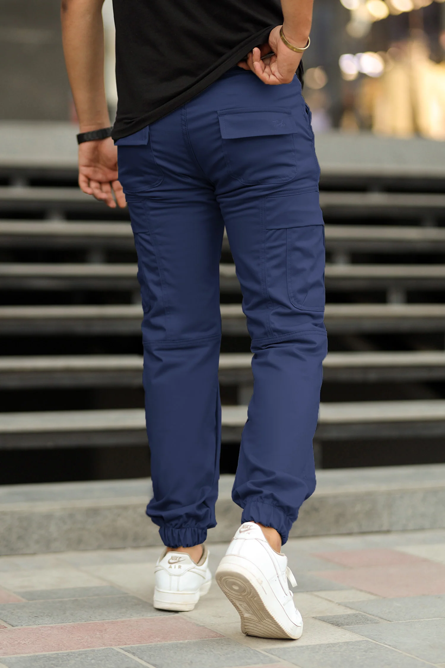 Turbo's Essential Baggy Fit Cargo Trouser In Navy Blue - Image 3