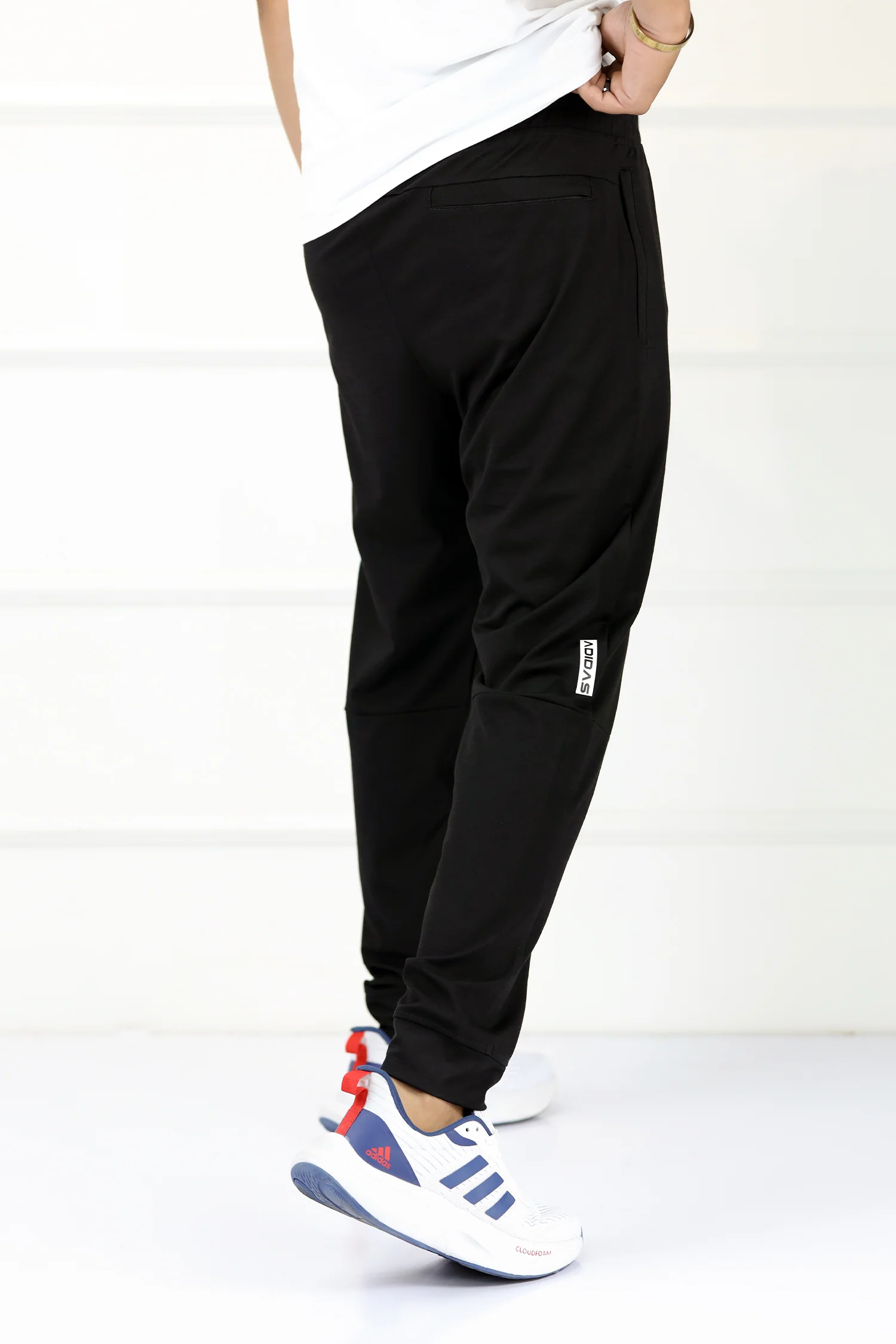 Adds 3 Stripes Line Casual Lightweight Sportswear Trouser In Black - Image 4