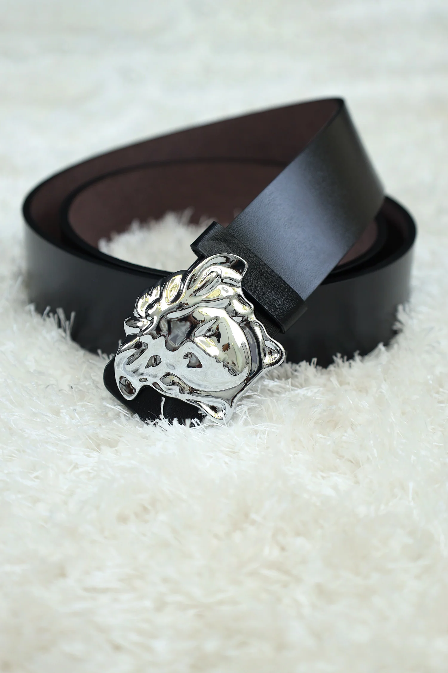 Versce Metal Alloy Automatic Buckle Branded Belt - Image 9