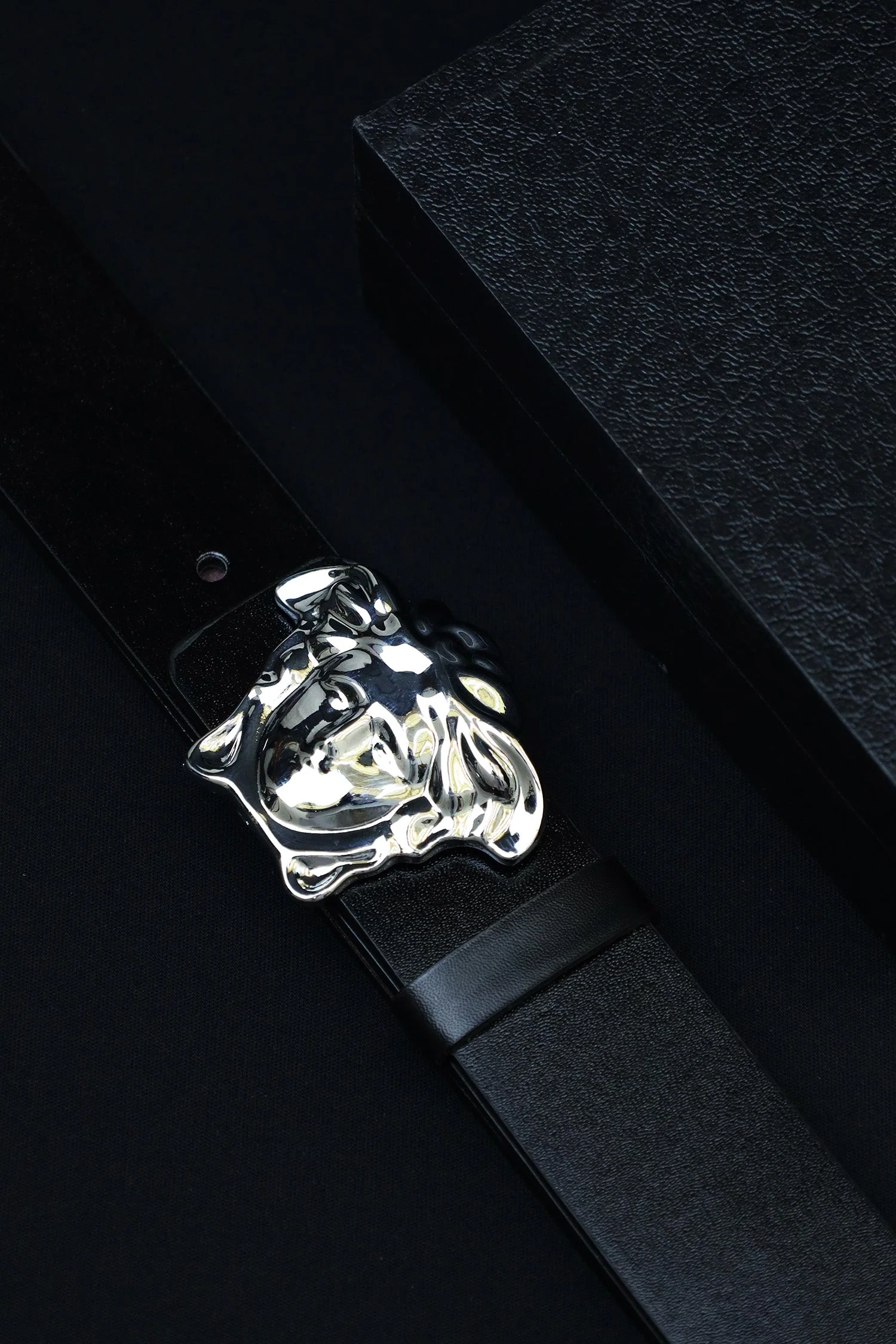 Versce Metal Alloy Automatic Buckle Branded Belt - Image 10