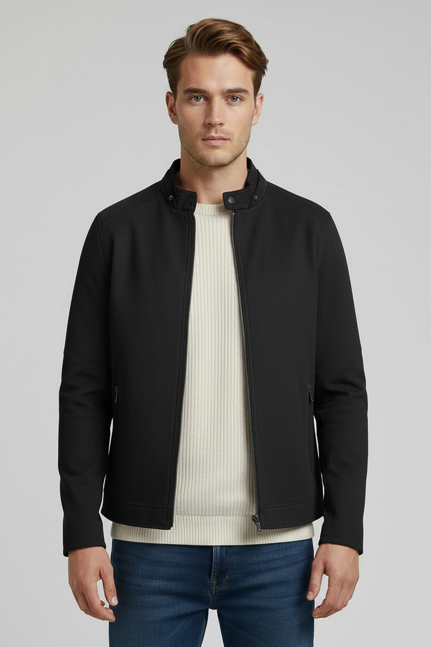 Warm Core Imported Suede Leather Jacket In Black