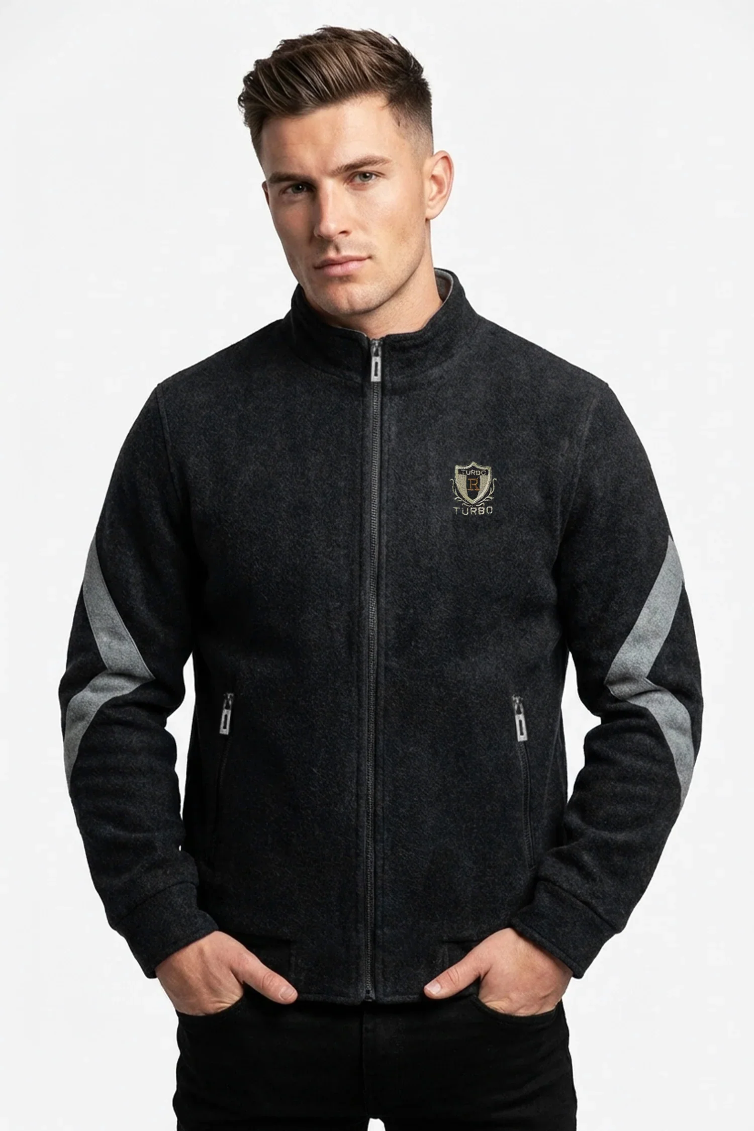 Front Logo Style Imported Men's Woollen Jacket - Image 5