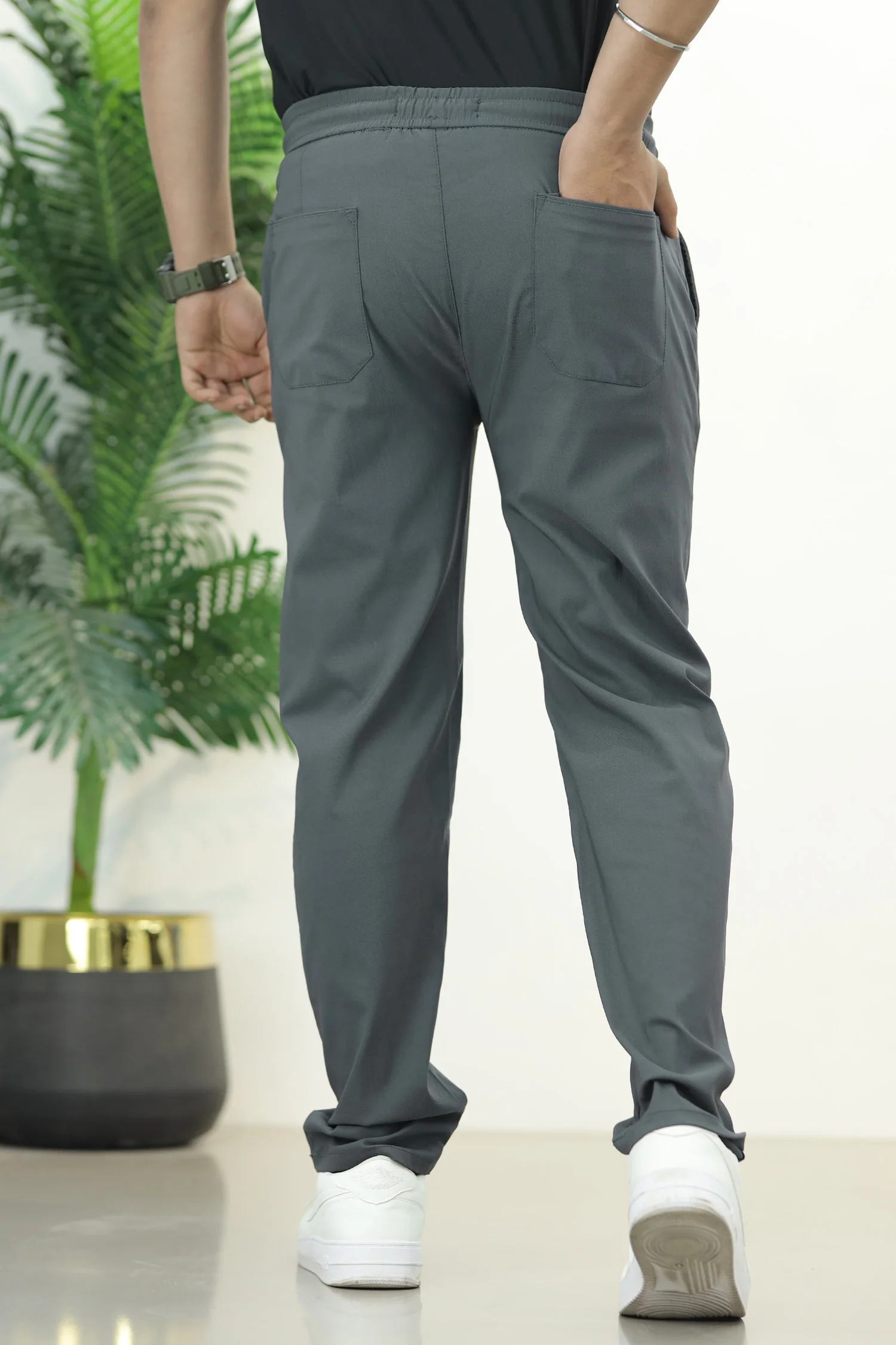 XRSN Double Plate Style Slim-Fit Trouser In Dark Grey - Image 3